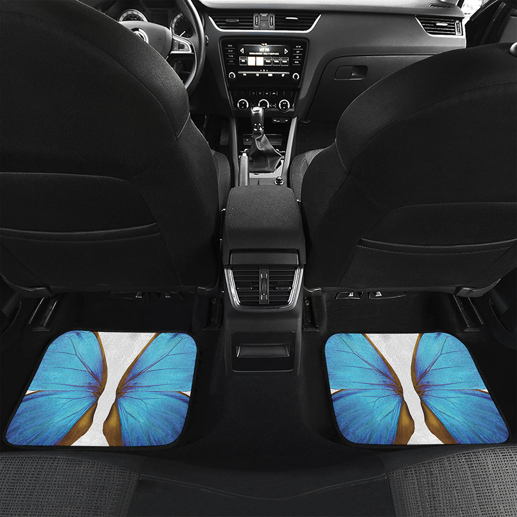 Blue Butterfly Wings Print Front and Back Car Floor Mats