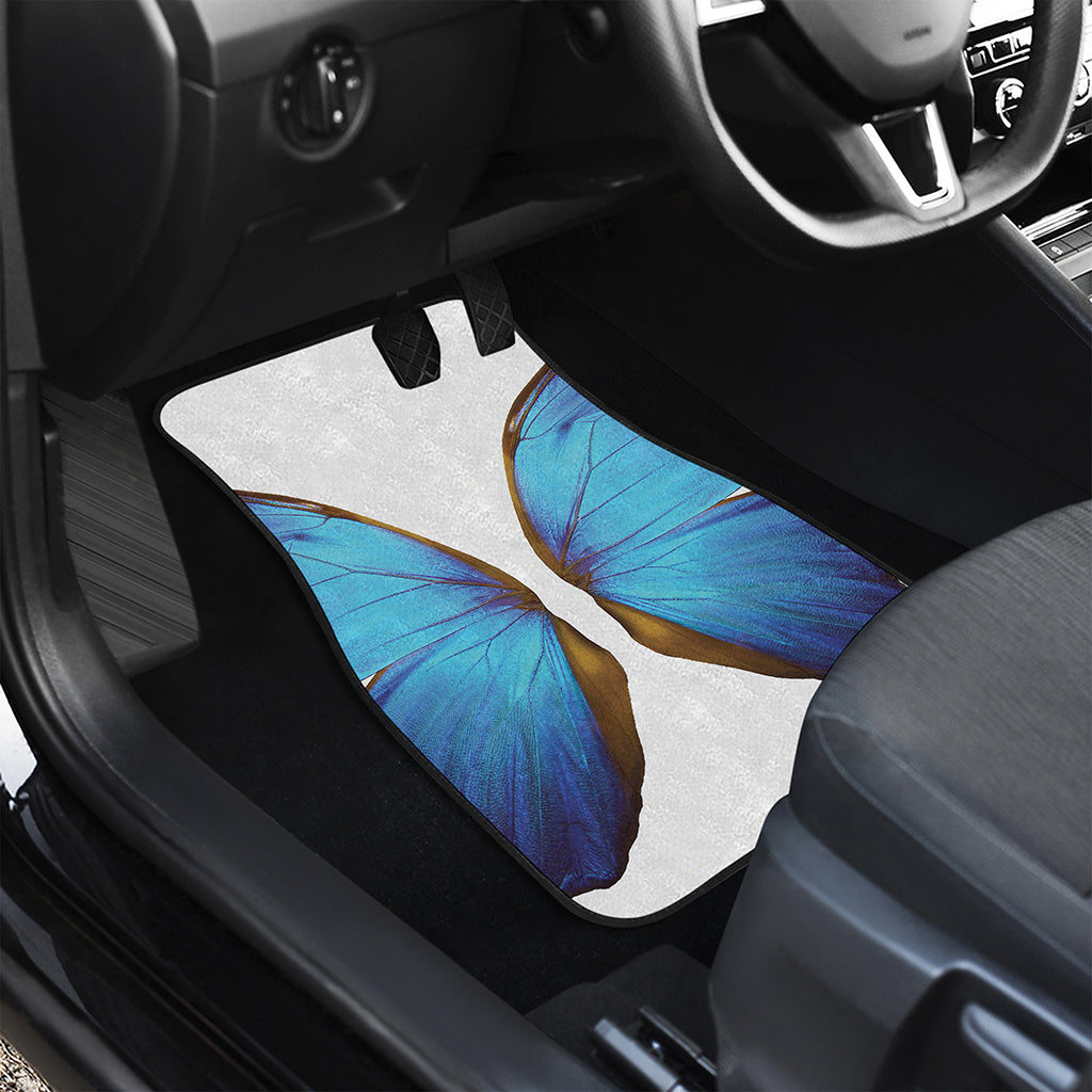 Blue Butterfly Wings Print Front and Back Car Floor Mats