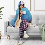 Blue Butterfly Wings Print Hooded Blanket