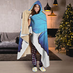 Blue Butterfly Wings Print Hooded Blanket