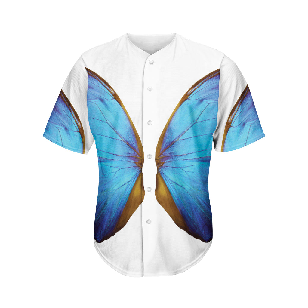 Blue Butterfly Wings Print Men's Baseball Jersey
