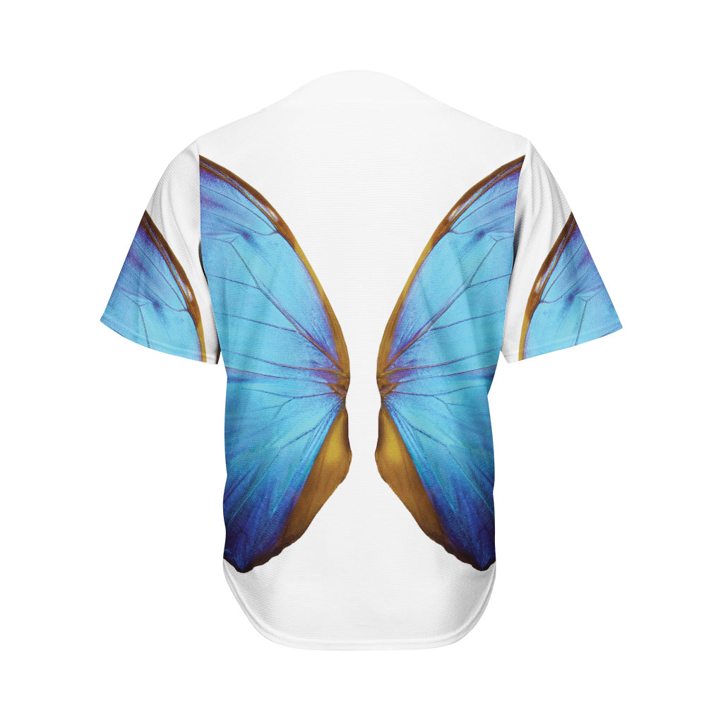 Blue Butterfly Wings Print Men's Baseball Jersey