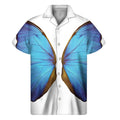 Blue Butterfly Wings Print Men's Short Sleeve Shirt
