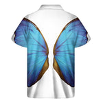 Blue Butterfly Wings Print Men's Short Sleeve Shirt