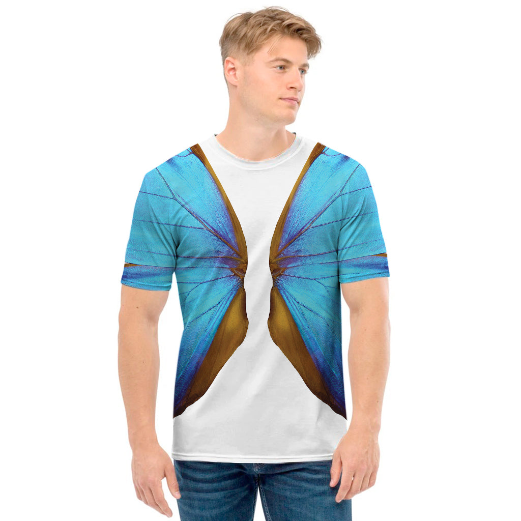 Blue Butterfly Wings Print Men's T-Shirt
