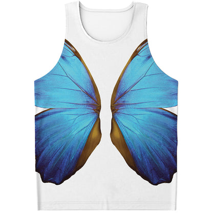 Blue Butterfly Wings Print Men's Tank Top