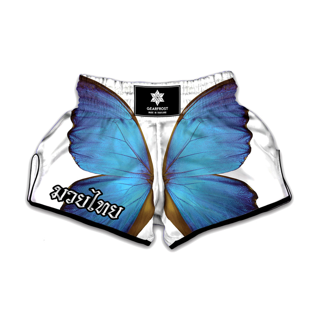 Blue Butterfly Wings Print Muay Thai Boxing Shorts