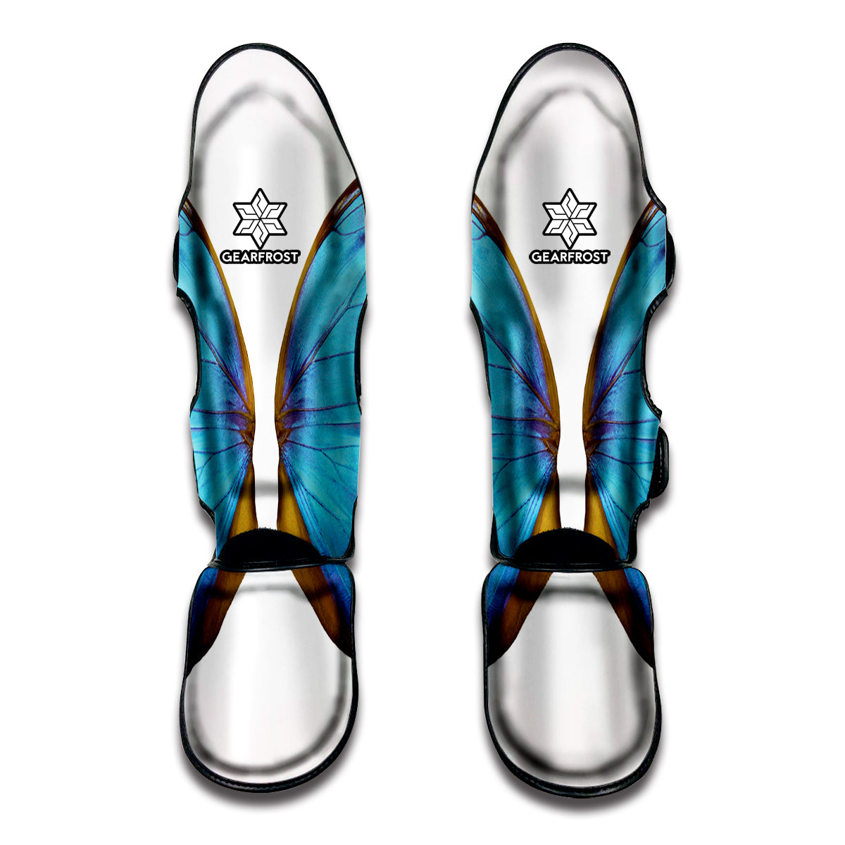 Blue Butterfly Wings Print Muay Thai Shin Guard