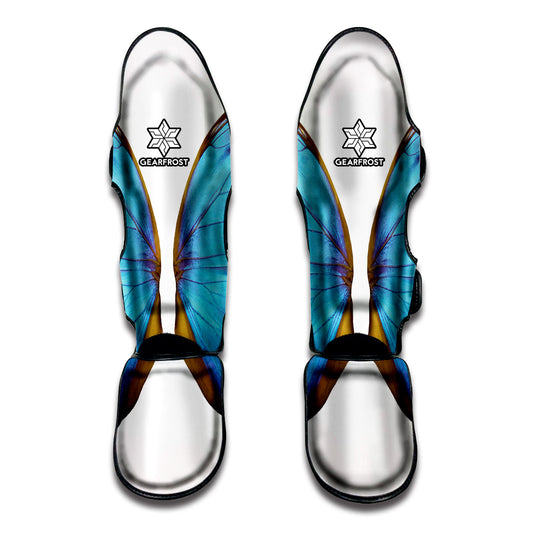 Blue Butterfly Wings Print Muay Thai Shin Guard