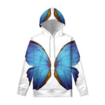 Blue Butterfly Wings Print Pullover Hoodie
