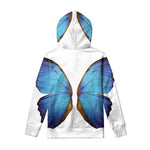 Blue Butterfly Wings Print Pullover Hoodie