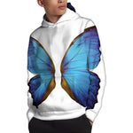 Blue Butterfly Wings Print Pullover Hoodie