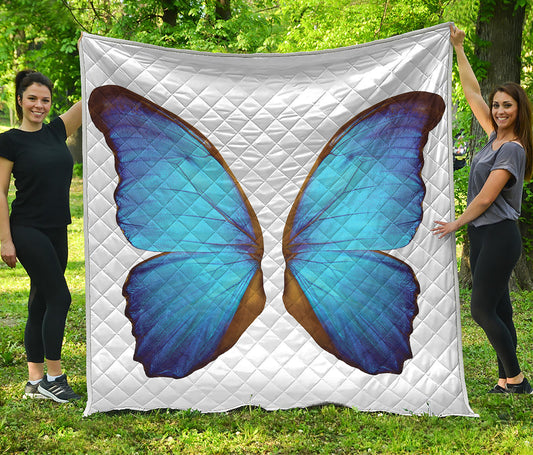Blue Butterfly Wings Print Quilt
