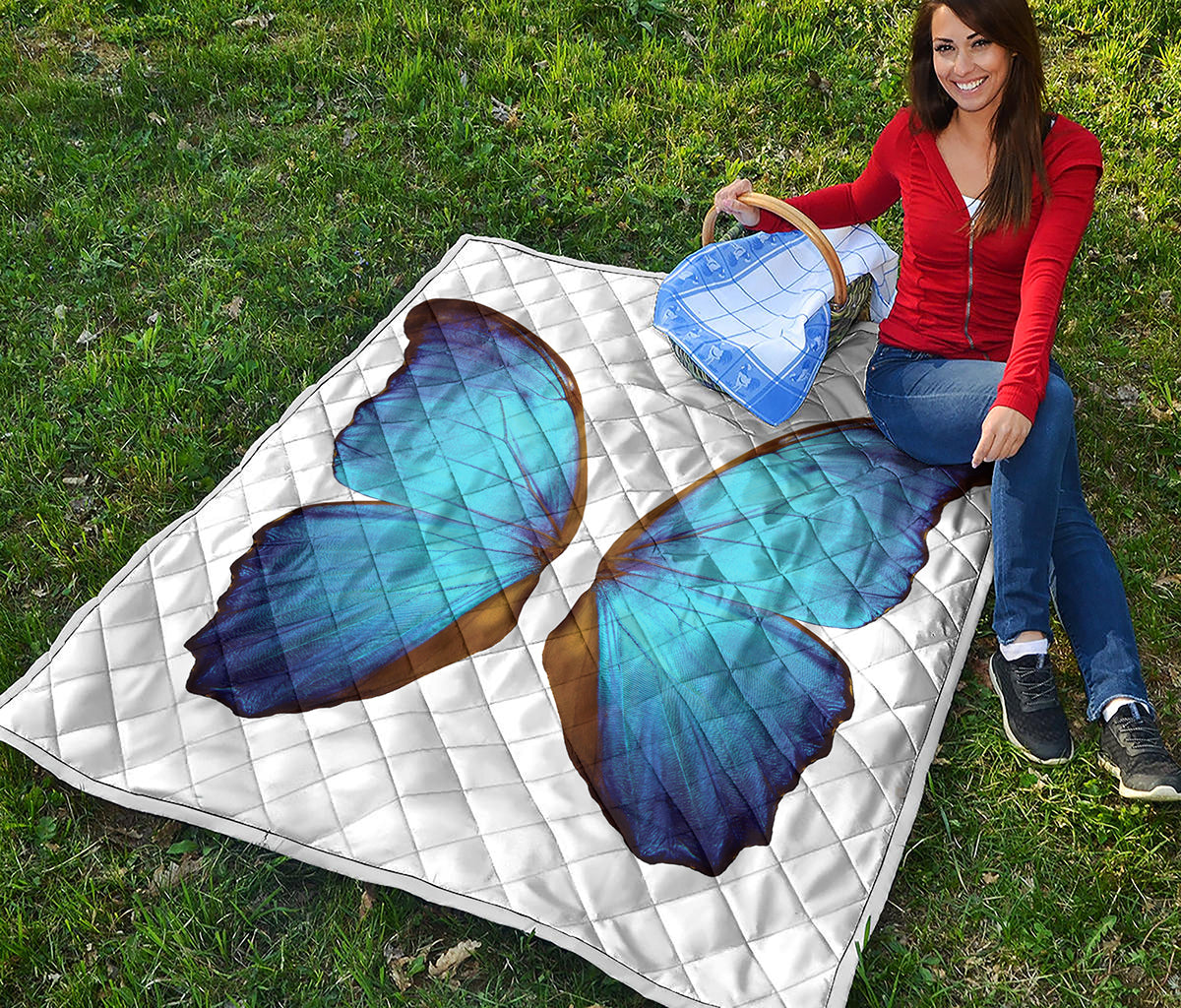 Blue Butterfly Wings Print Quilt