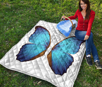 Blue Butterfly Wings Print Quilt