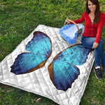 Blue Butterfly Wings Print Quilt