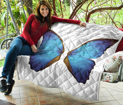 Blue Butterfly Wings Print Quilt