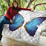 Blue Butterfly Wings Print Quilt