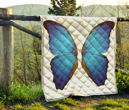 Blue Butterfly Wings Print Quilt