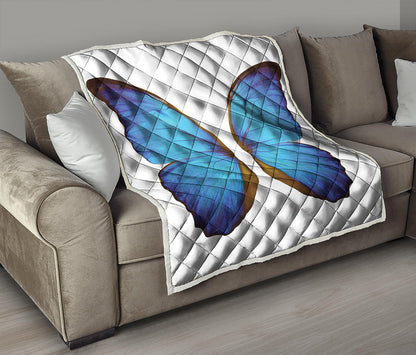 Blue Butterfly Wings Print Quilt
