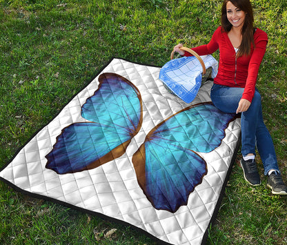 Blue Butterfly Wings Print Quilt
