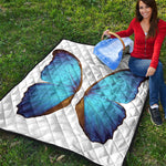 Blue Butterfly Wings Print Quilt
