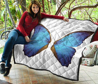 Blue Butterfly Wings Print Quilt