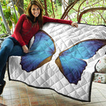 Blue Butterfly Wings Print Quilt