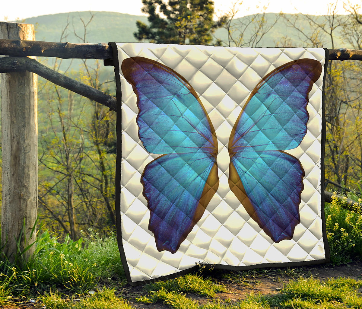 Blue Butterfly Wings Print Quilt