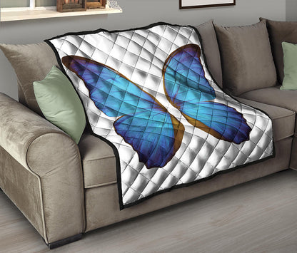 Blue Butterfly Wings Print Quilt