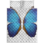 Blue Butterfly Wings Print Quilt Bed Set