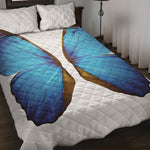 Blue Butterfly Wings Print Quilt Bed Set