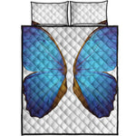 Blue Butterfly Wings Print Quilt Bed Set