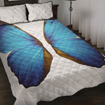 Blue Butterfly Wings Print Quilt Bed Set