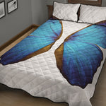 Blue Butterfly Wings Print Quilt Bed Set