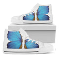 Blue Butterfly Wings Print White High Top Sneakers
