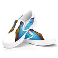 Blue Butterfly Wings Print White Slip On Sneakers