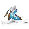 Blue Butterfly Wings Print White Slip On Shoes
