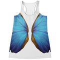 Blue Butterfly Wings Print Women's Racerback Tank Top