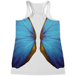 Blue Butterfly Wings Print Women's Racerback Tank Top