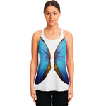 Blue Butterfly Wings Print Women's Racerback Tank Top