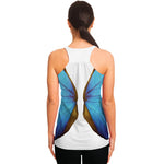 Blue Butterfly Wings Print Women's Racerback Tank Top