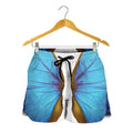 Blue Butterfly Wings Print Women's Shorts