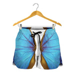 Blue Butterfly Wings Print Women's Shorts