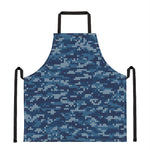 Blue Camouflage Knitted Pattern Print Apron