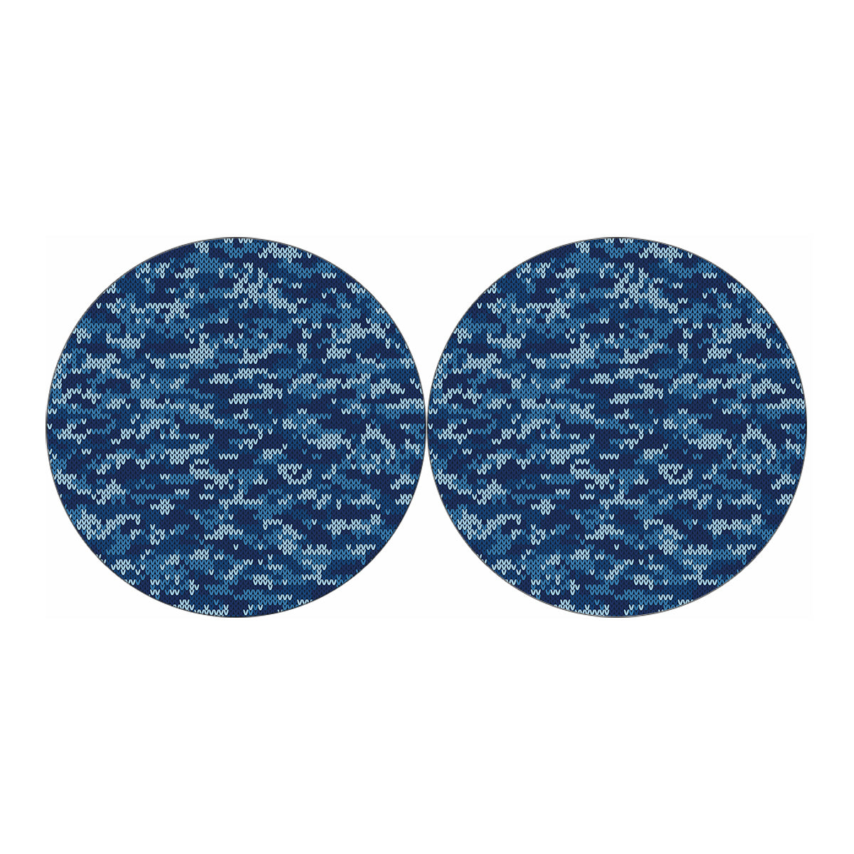 Blue Camouflage Knitted Pattern Print Car Coasters