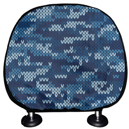 Blue Camouflage Knitted Pattern Print Car Headrest Covers