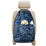 Blue Camouflage Knitted Pattern Print Car Seat Organizers