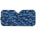 Blue Camouflage Knitted Pattern Print Car Sun Shade
