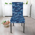 Blue Camouflage Knitted Pattern Print Dining Chair Slipcover
